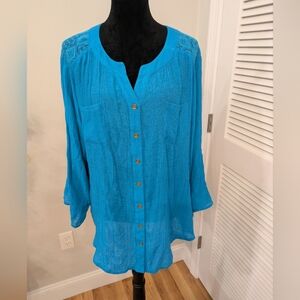 Women's Blouse Long Sleeves V - Neck Size 3X